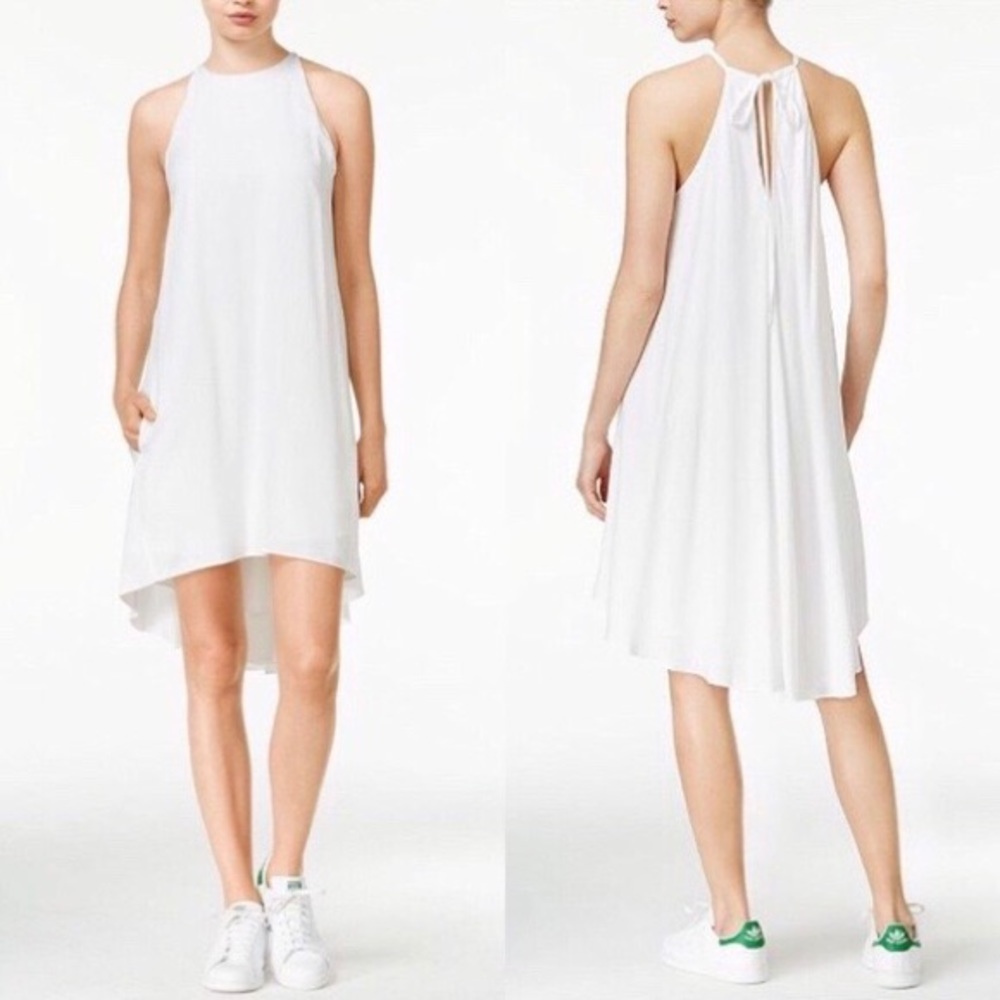 Rachel Roy Womens White Sleeveless Dress Pockets High Low Trapeze size Small